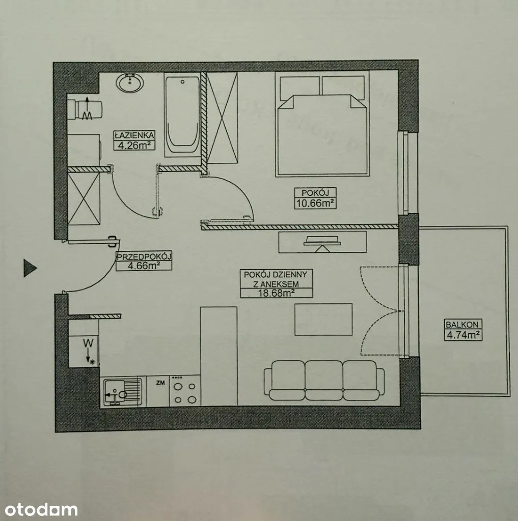 Sprzedam 2 pok mieszkanie 39m2 + miejsce postojowe