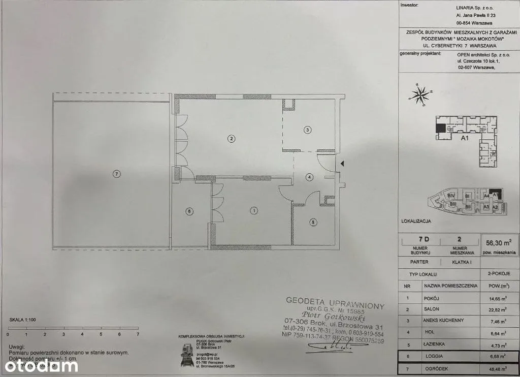 Mozaika Mokotów Cybernetyki 2 pokoje+Ogród 56.3m2