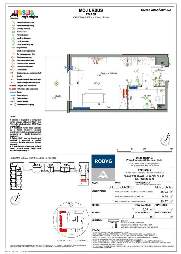 Nowe studio, wykończone 26m2 oddane ul.Herbu Oksza