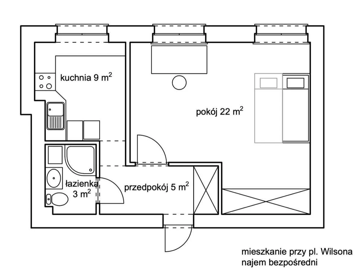 Plac Wilsona - przytulne mieszkanie 39 m2