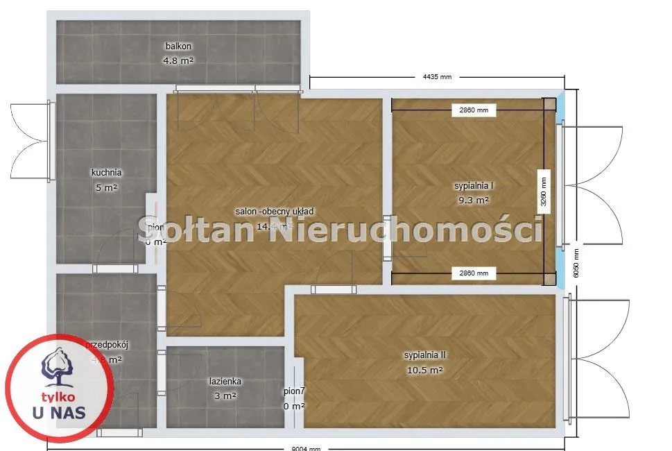 Belwederska, 3 ustawne pokoje, duży balkon 